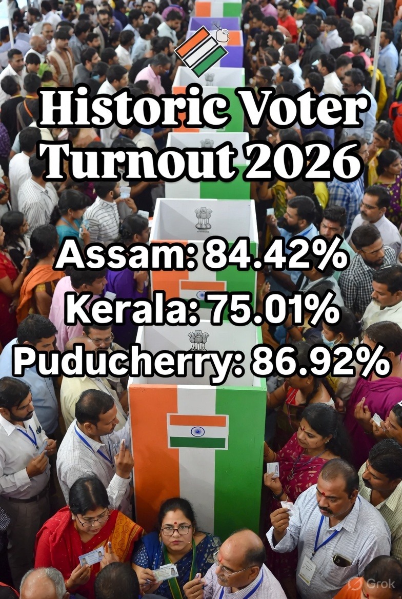 Massive Voter Turnout Drives High-Voltage Polling in Assam, Kerala & Puducherry